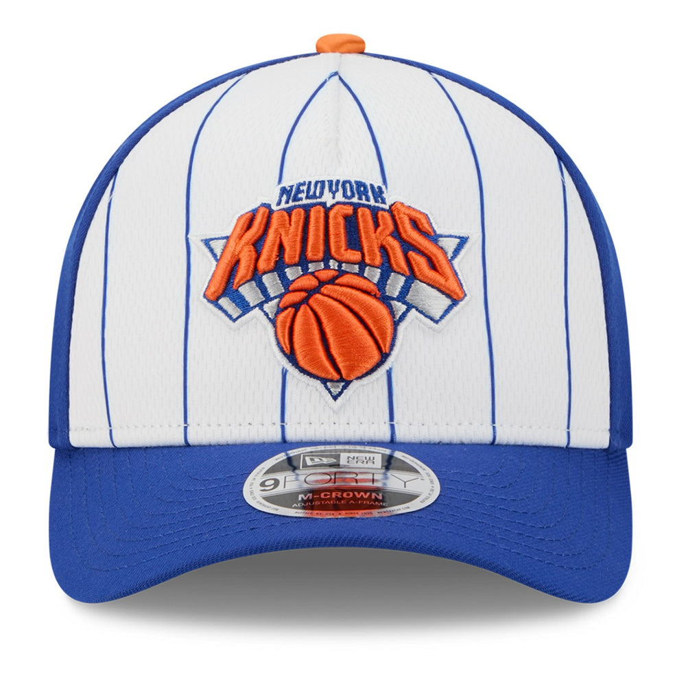 New York Knicks 2025 NBA Tip Off M-Crown A-Frame 9FORTY Adjustable Hat White/Blue - NBA