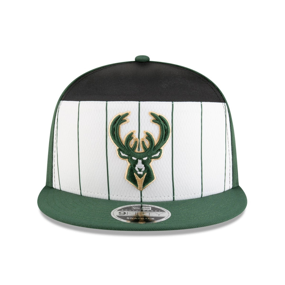 Milwaukee Bucks 2025 NBA Tip Off Split Panel 9FIFTY Snapback Hat White/Hunter Green - NBA