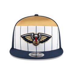 New Orleans Pelicans 2025 NBA Tip Off Split Panel 9FIFTY Snapback Hat White/Navy - NBA