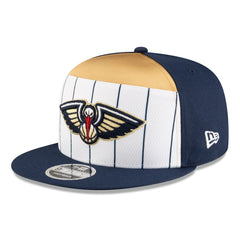 New Orleans Pelicans 2025 NBA Tip Off Split Panel 9FIFTY Snapback Hat White/Navy - NBA