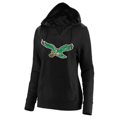 Philadelphia Eagles Women's Plus Size Throwback Logo V-Neck Pullover Hoodie Black | Fanatics