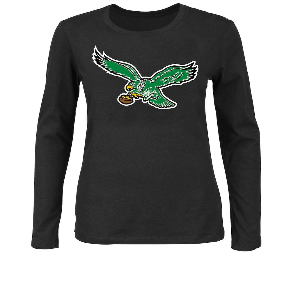 Philadelphia Eagles Women's Plus Size Scoop Neck Long Sleeve T-Shirt Black | Fanatics