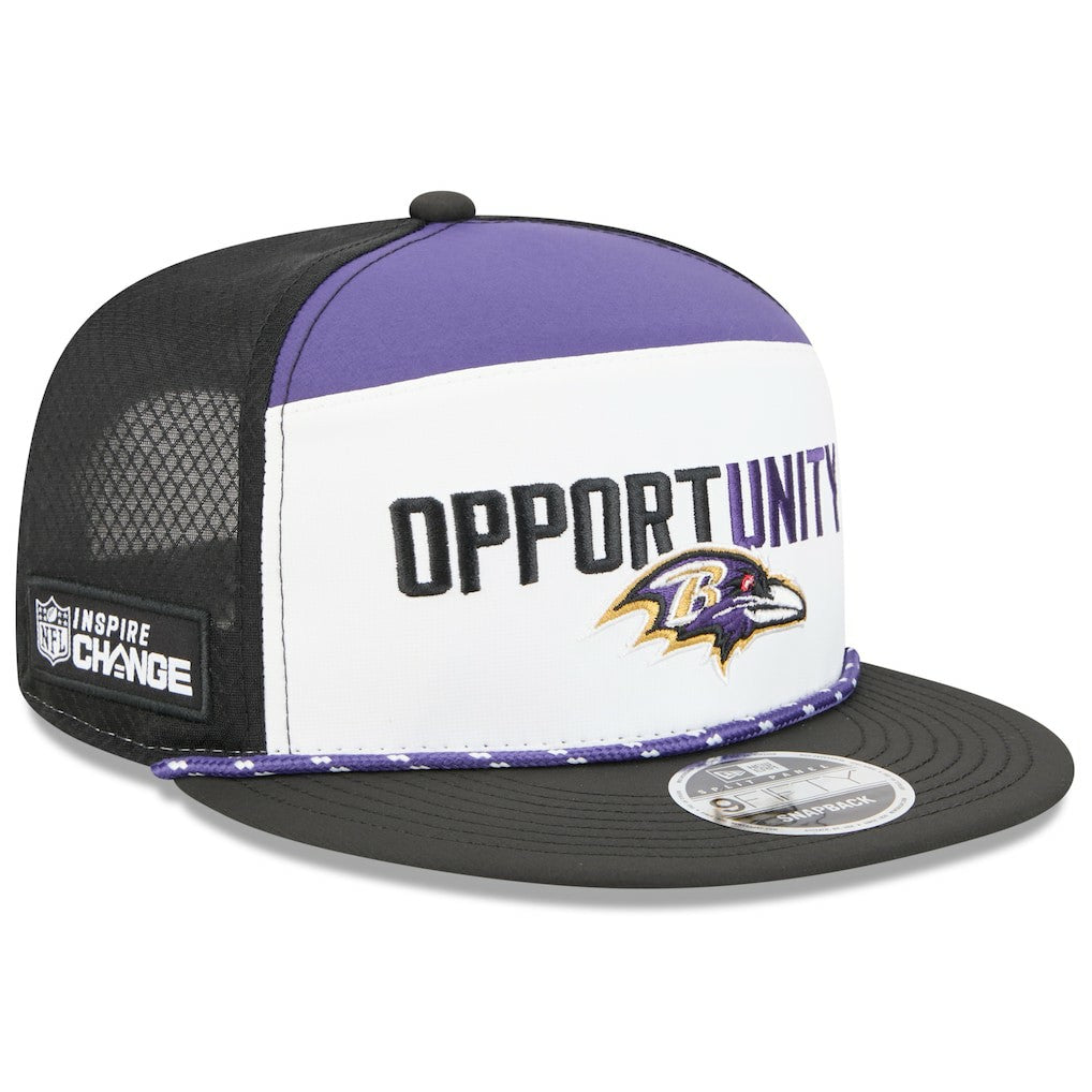 Baltimore Ravens New Era 2025 Inspire Change Split Panel 9FIFTY Snapback Hat White/Black | NFL