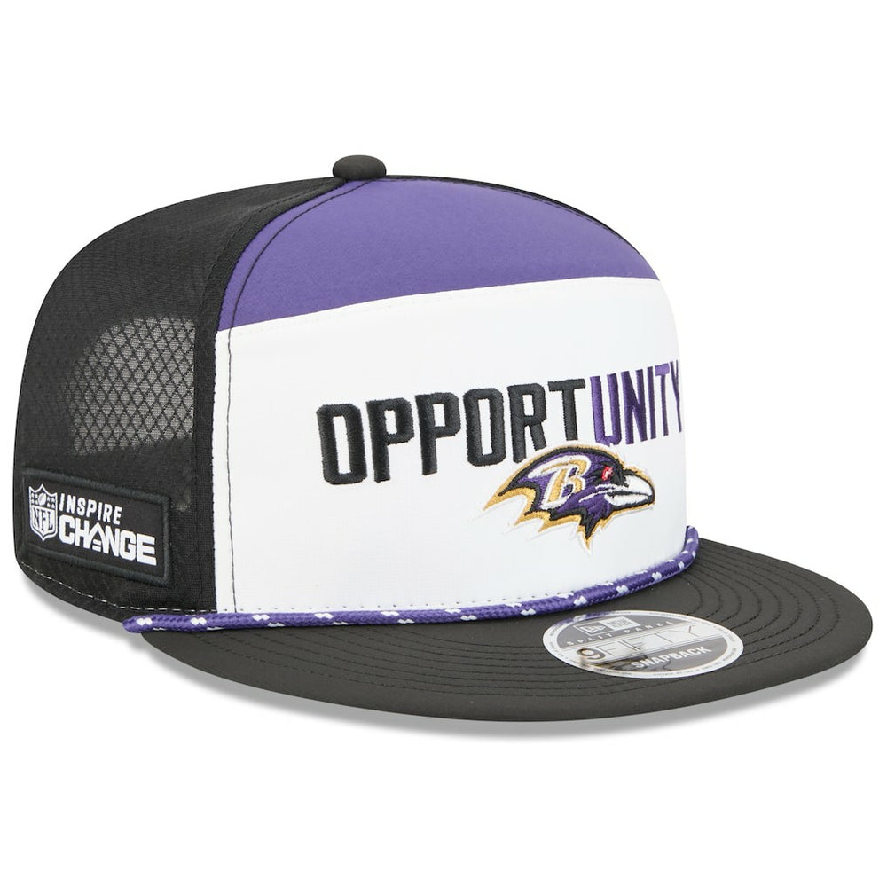 Baltimore Ravens New Era 2025 Inspire Change Split Panel 9FIFTY Snapback Hat White/Black | NFL