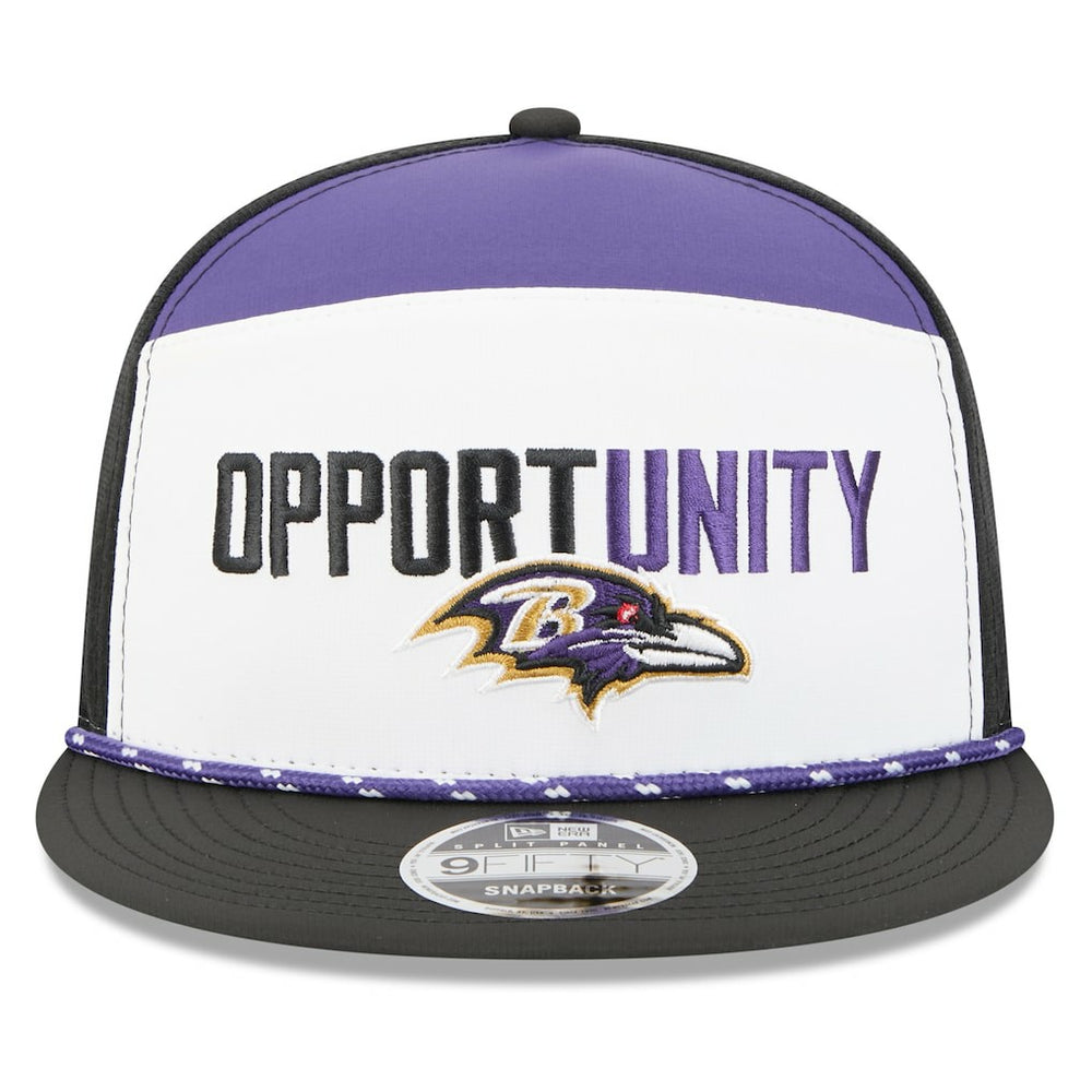 Baltimore Ravens New Era 2025 Inspire Change Split Panel 9FIFTY Snapback Hat White/Black | NFL