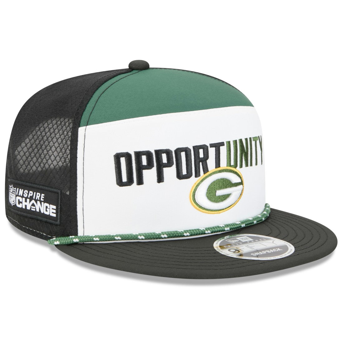 Green Bay Packers New Era 2025 Inspire Change Split Panel 9FIFTY Snapback Hat White/Black | NFL