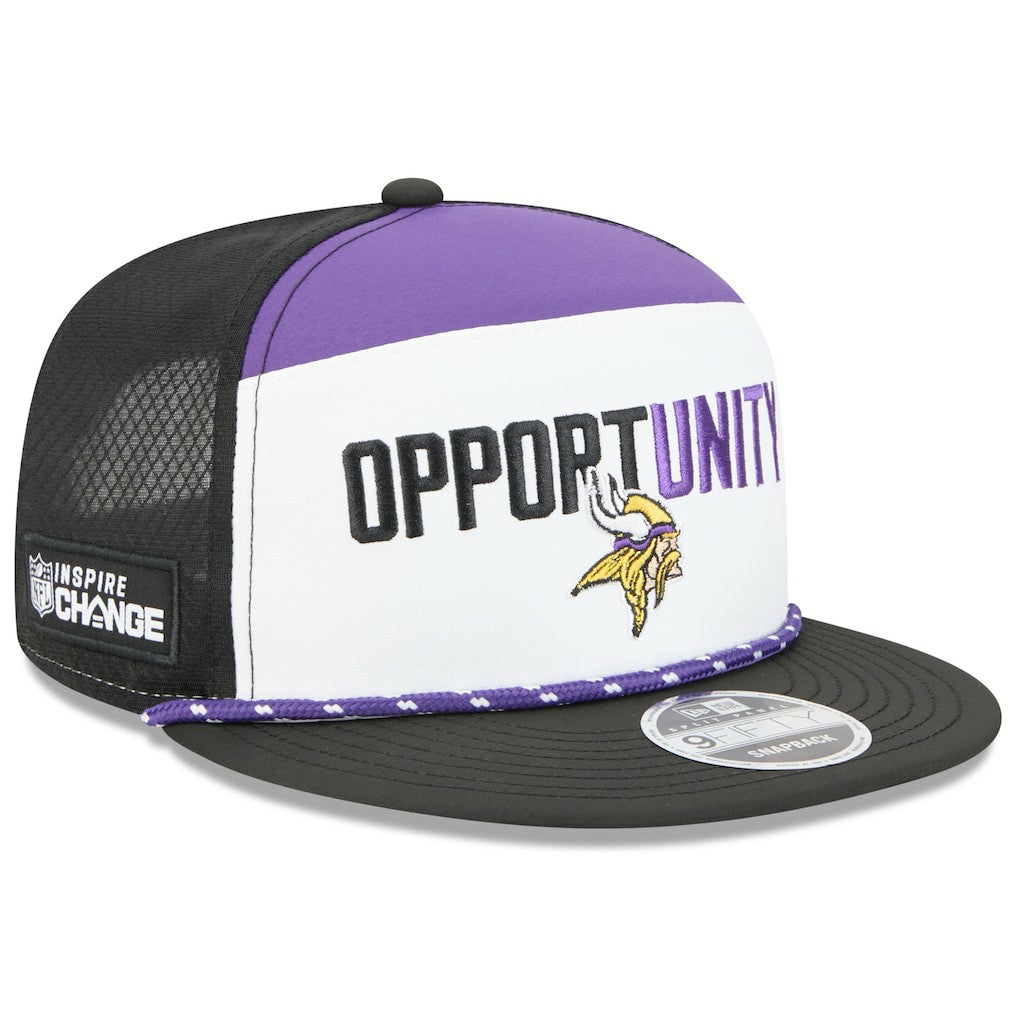 Minnesota Vikings New Era 2025 Inspire Change Split Panel 9FIFTY Snapback Hat White/Black | NFL