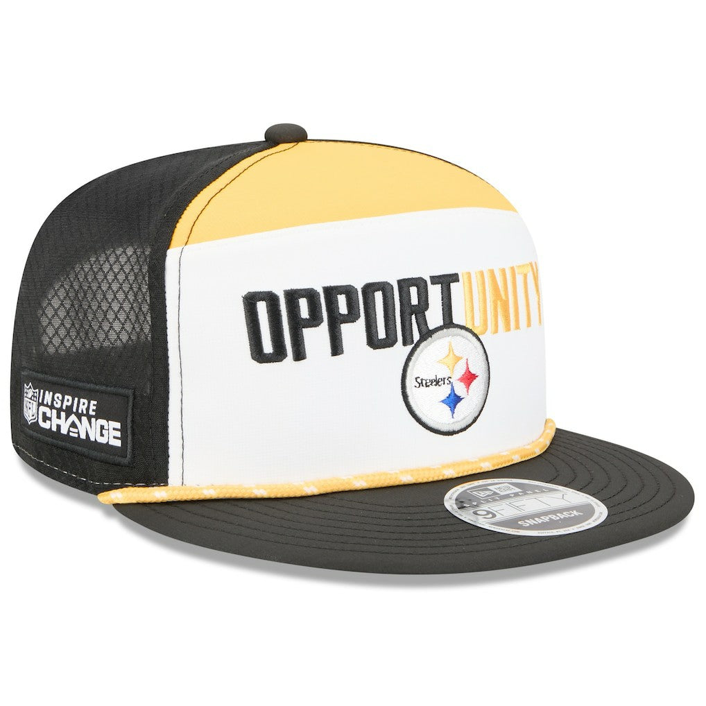 Pittsburgh Steelers New Era 2025 Inspire Change Split Panel 9FIFTY Snapback Hat White/Black | NFL