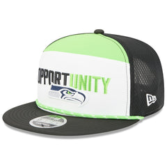 Seattle Seahawks New Era 2025 Inspire Change Split Panel 9FIFTY Snapback Hat White/Black | NFL