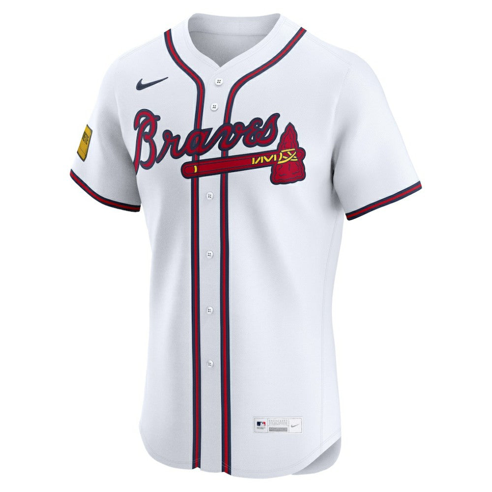 Atlanta Braves Nike Home Elite Sponsor Patch Custom Jersey - MLB