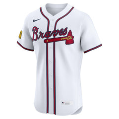 Atlanta Braves Nike Home Elite Sponsor Patch Custom Jersey - MLB