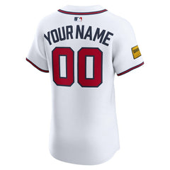Atlanta Braves Nike Home Elite Sponsor Patch Custom Jersey - MLB