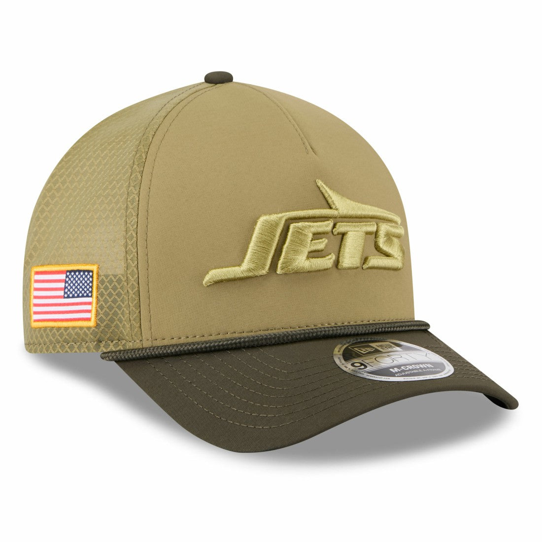 New York Jets New Era 2025 Salute to Service 9FORTY A-Frame M-Crown Adjustable Hat Green | NFL