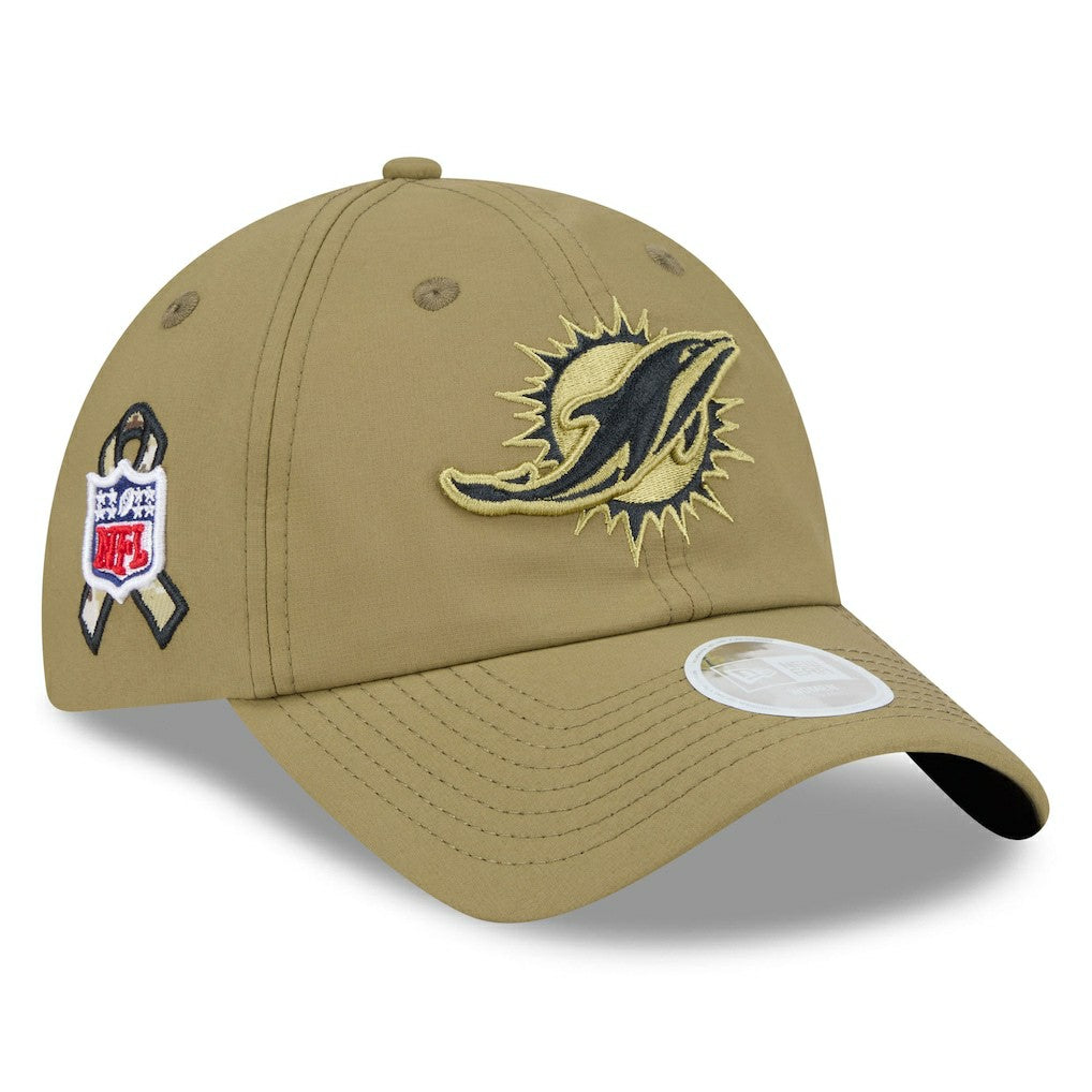 Miami Dolphins New Era Women's 2025 Salute to Service Pony Tail Adjustable Hat Green | NFL