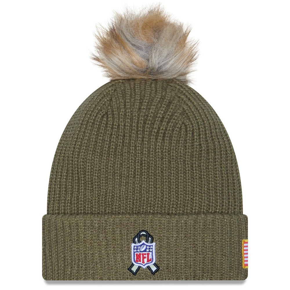 Las Vegas Raiders New Era Women's 2025 Salute to Service Cuffed Knit Hat with Pom Dark Green | NFL