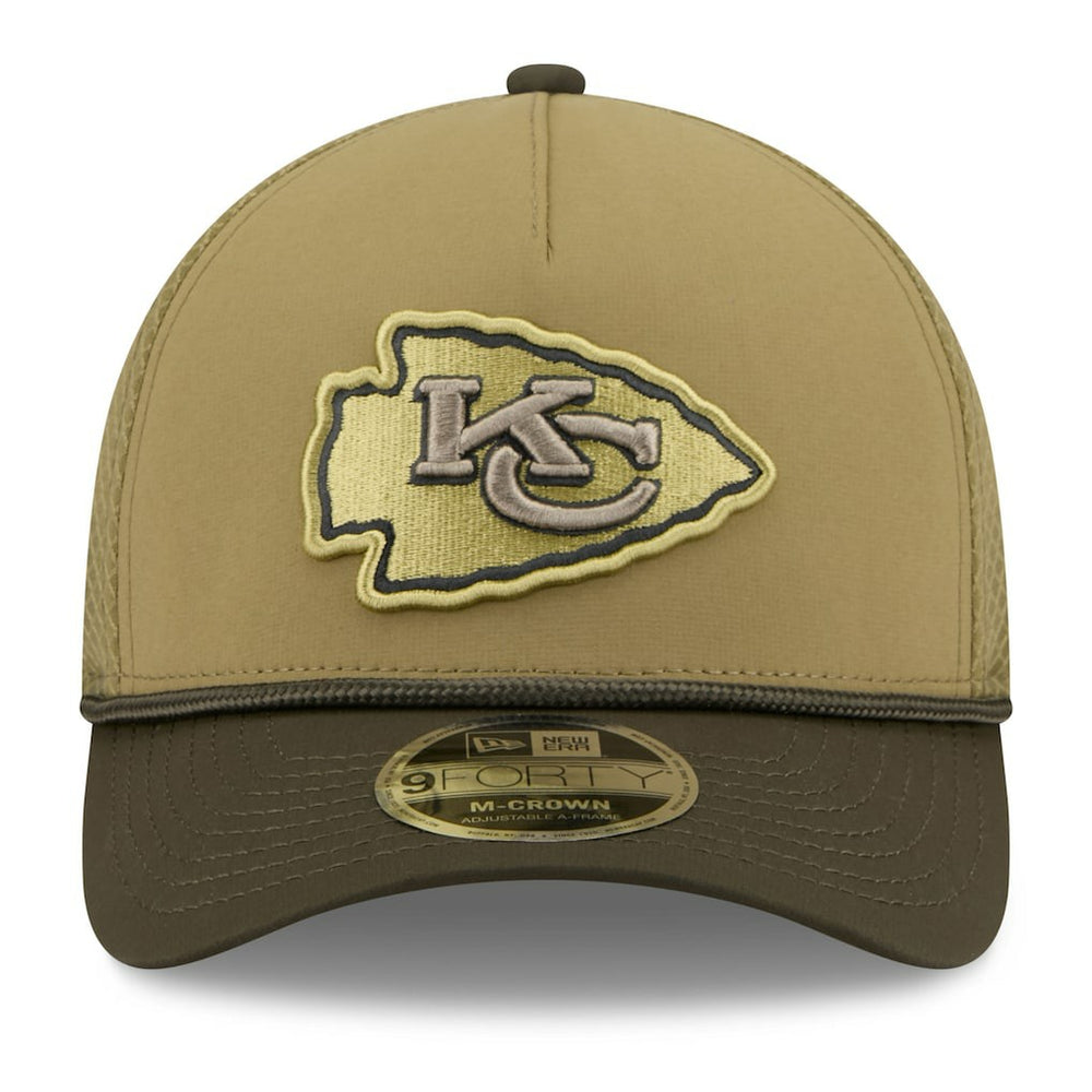 Kansas City Chiefs New Era Youth 2025 Salute to Service 9FORTY A-Frame Adjustable Hat Green/Dark Green | NFL