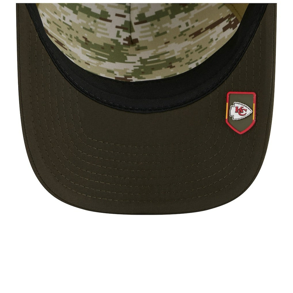 Kansas City Chiefs New Era Youth 2025 Salute to Service 9FORTY A-Frame Adjustable Hat Green/Dark Green | NFL