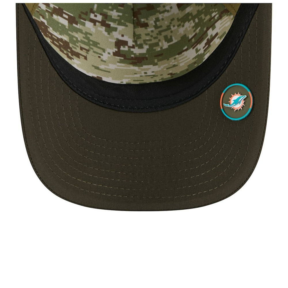 Miami Dolphins New Era Youth 2025 Salute to Service 9FORTY A-Frame Adjustable Hat Green/Dark Green | NFL