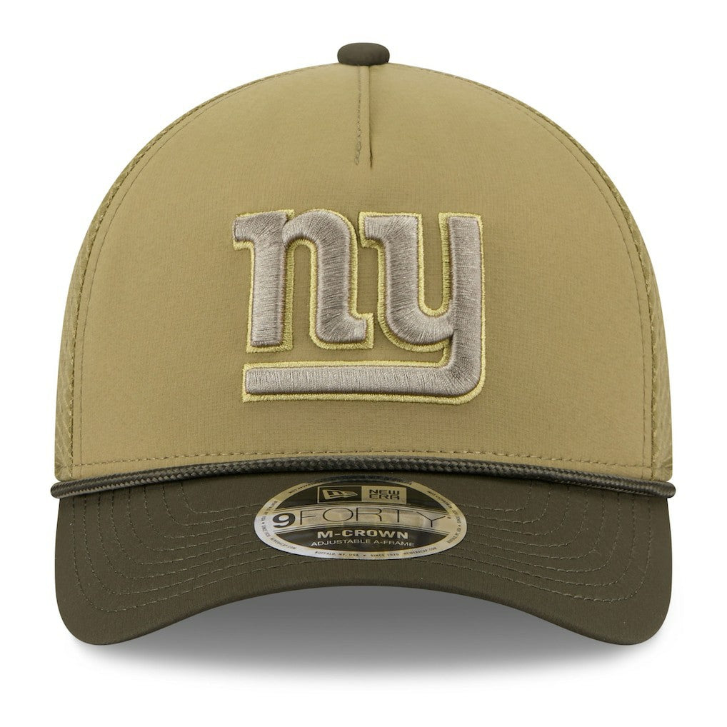 New York Giants New Era Youth 2025 Salute to Service 9FORTY A-Frame Adjustable Hat Green/Dark Green | NFL