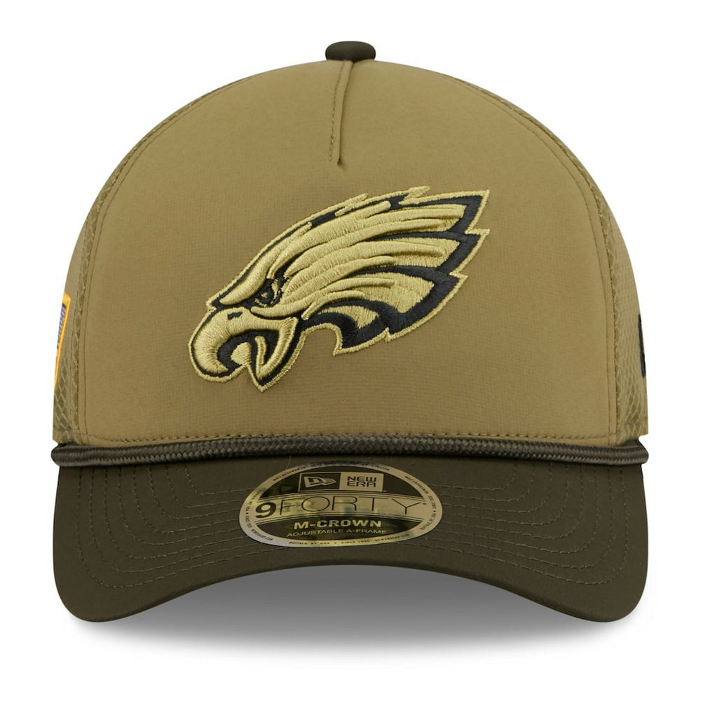 Philadelphia Eagles New Era Youth 2025 Salute to Service 9FORTY A-Frame Adjustable Hat Green/Dark Green | NFL