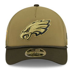 Philadelphia Eagles New Era Youth 2025 Salute to Service 9FORTY A-Frame Adjustable Hat Green/Dark Green | NFL