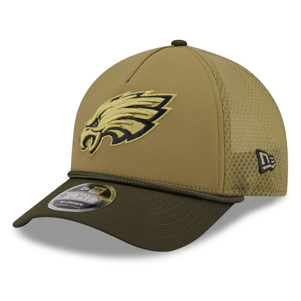 Philadelphia Eagles New Era Youth 2025 Salute to Service 9FORTY A-Frame Adjustable Hat Green/Dark Green | NFL
