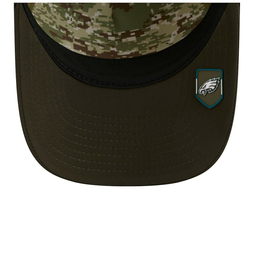 Philadelphia Eagles New Era Youth 2025 Salute to Service 9FORTY A-Frame Adjustable Hat Green/Dark Green | NFL