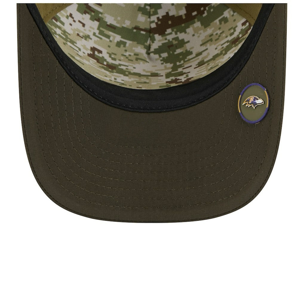 Baltimore Ravens New Era Youth 2025 Salute to Service 9FORTY A-Frame Adjustable Hat Green/Dark Green | NFL