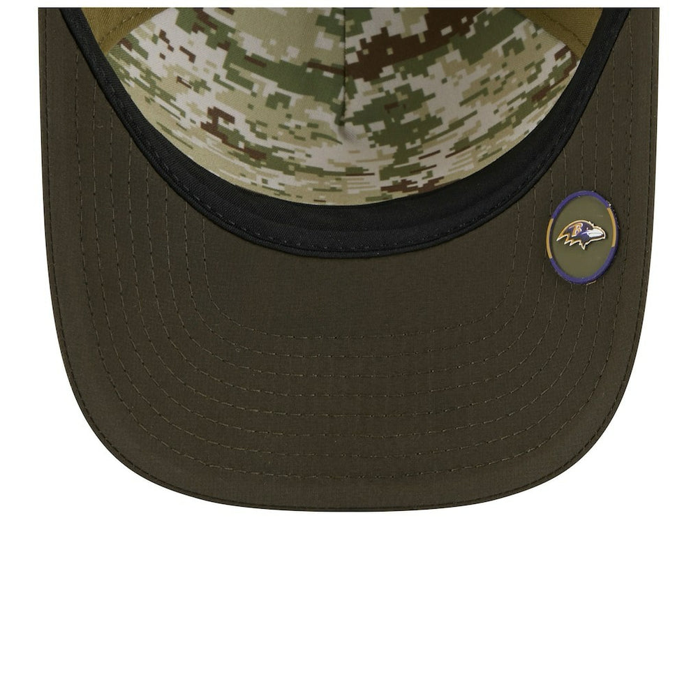 Baltimore Ravens New Era Youth 2025 Salute to Service 9FORTY A-Frame Adjustable Hat Green/Dark Green | NFL