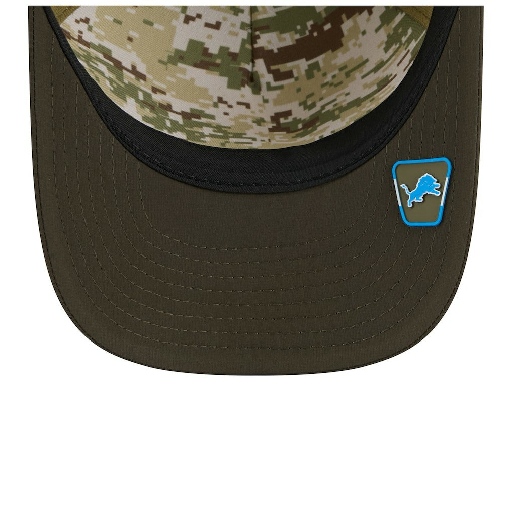 Detroit Lions New Era Youth 2025 Salute to Service 9FORTY A-Frame Adjustable Hat Green/Dark Green | NFL