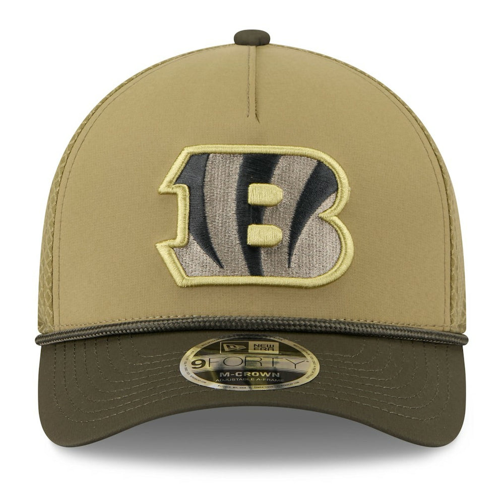 Cincinnati Bengals New Era Youth 2025 Salute to Service 9FORTY A-Frame Adjustable Hat Green/Dark Green | NFL
