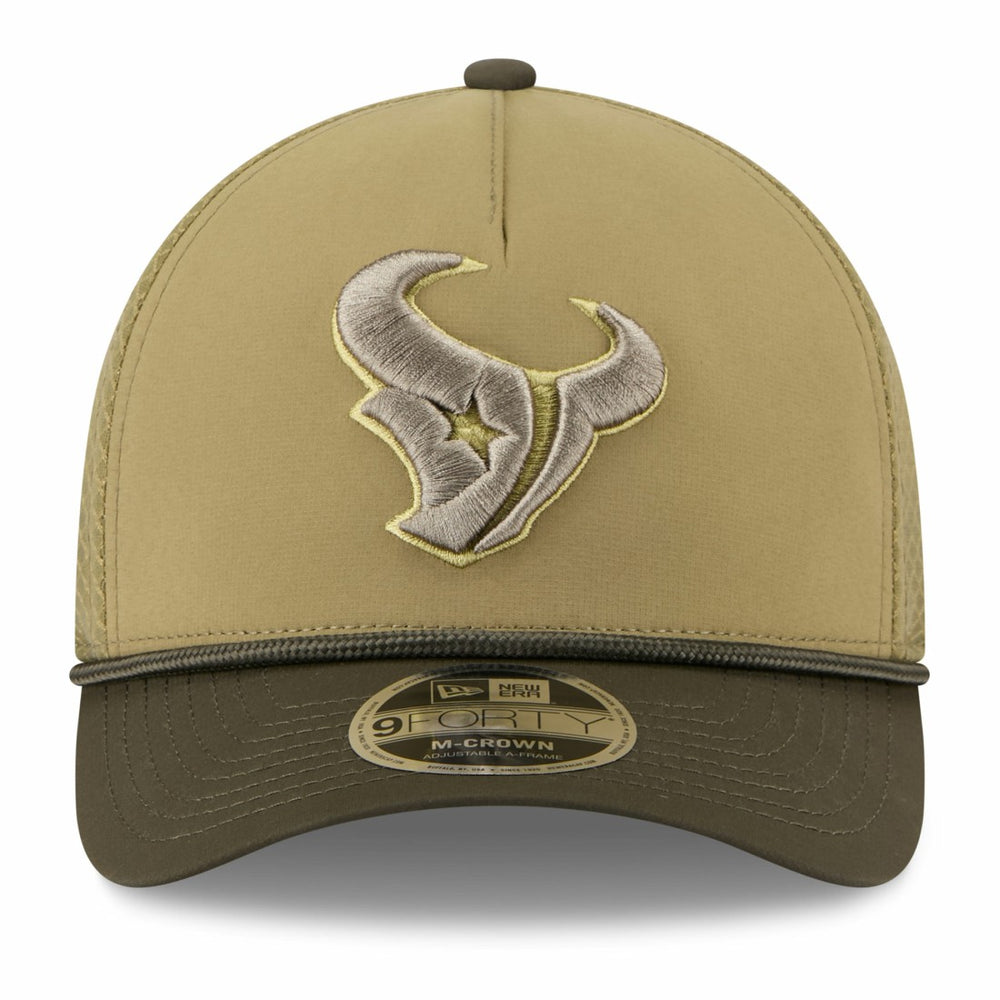 Houston Texans New Era Youth 2025 Salute to Service 9FORTY A-Frame Adjustable Hat Green/Dark Green | NFL