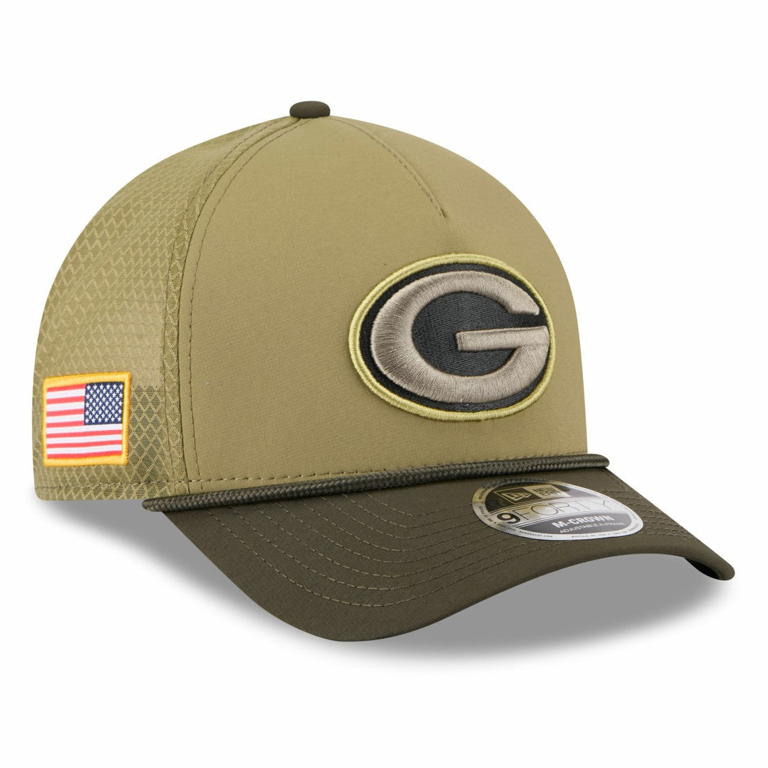 Green Bay Packers New Era Youth 2025 Salute to Service 9FORTY A-Frame Adjustable Hat Green/Dark Green | NFL