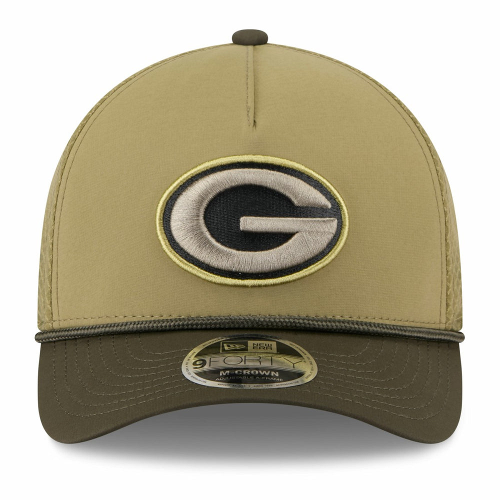 Green Bay Packers New Era Youth 2025 Salute to Service 9FORTY A-Frame Adjustable Hat Green/Dark Green | NFL