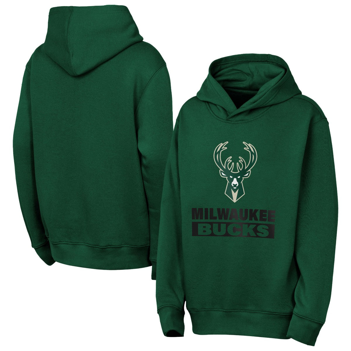 Milwaukee Bucks Outerstuff Youth Back To The Basics Hoodie Hunter Green - NBA