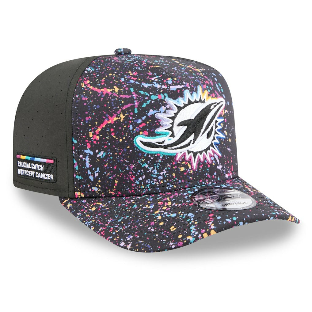 Miami Dolphins New Era 2025 NFL Crucial Catch A-Frame 9FIFTY Snapback Hat Black | NFL