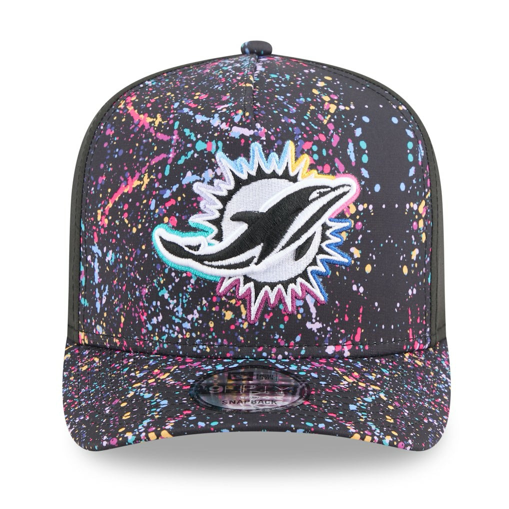 Miami Dolphins New Era 2025 NFL Crucial Catch A-Frame 9FIFTY Snapback Hat Black | NFL