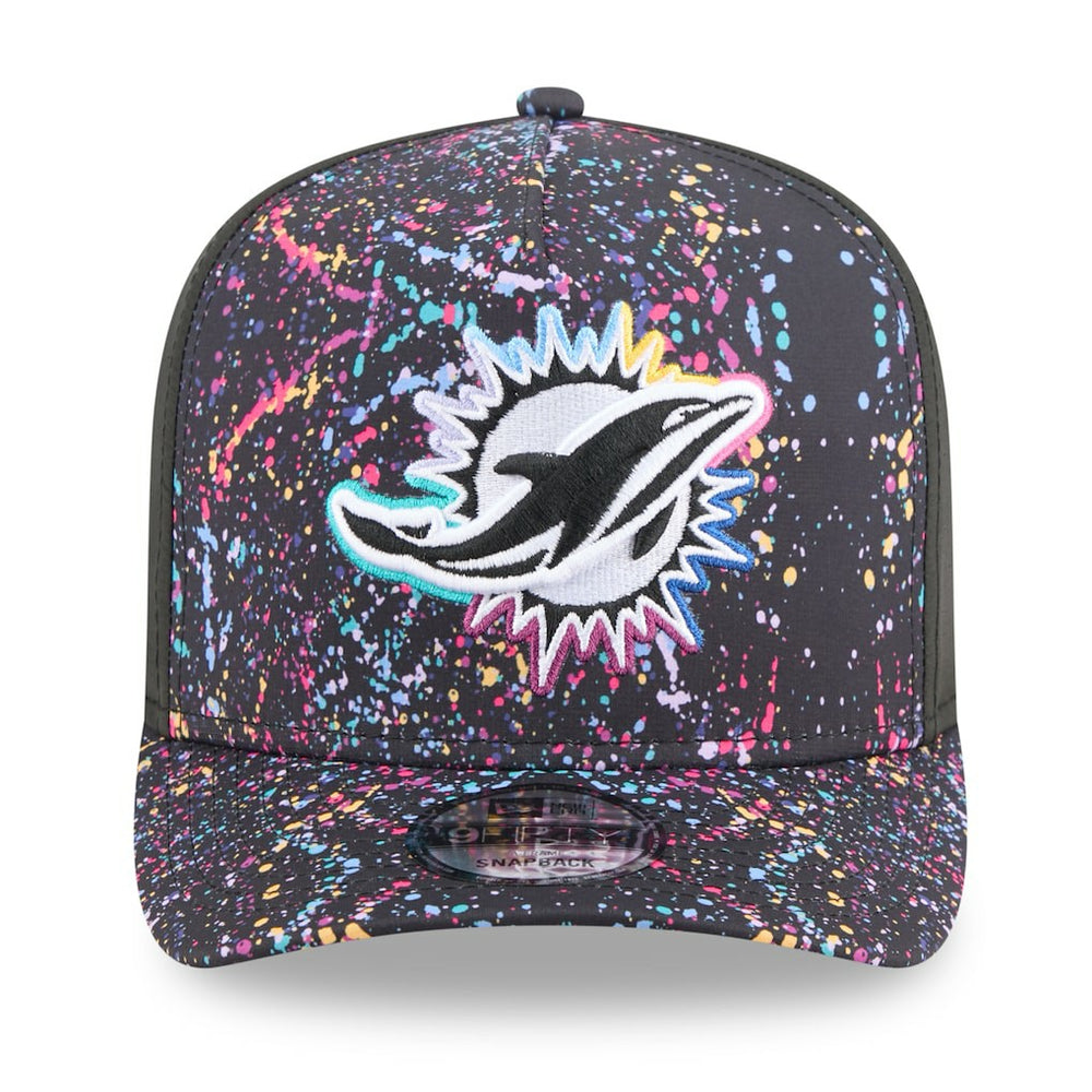 Miami Dolphins New Era 2025 NFL Crucial Catch A-Frame 9FIFTY Snapback Hat Black | NFL