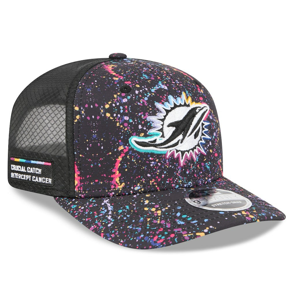 Miami Dolphins New Era 2025 NFL Crucial Catch 9SEVENTY Adjustable Hat Black | NFL