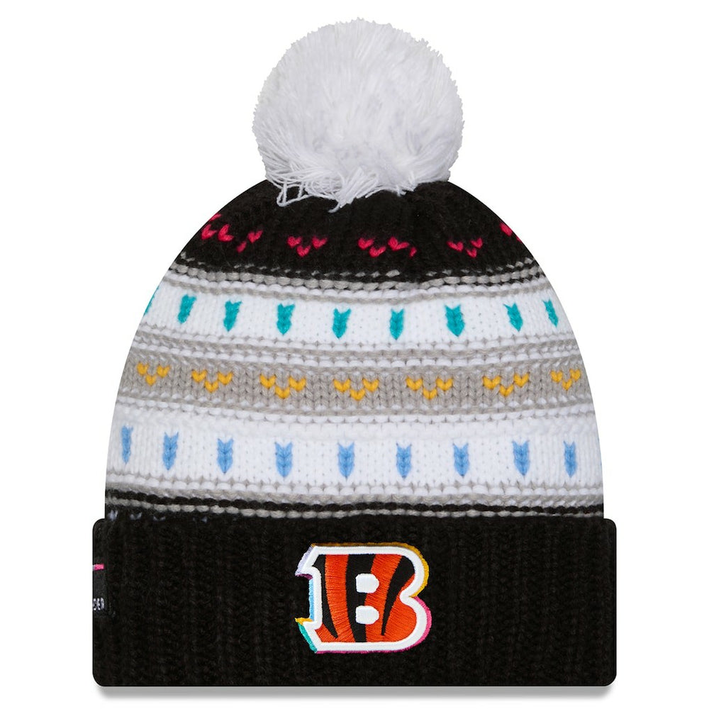 Cincinnati Bengals New Era Women's 2025 NFL Crucial Catch Cuffed Knit Hat with Pom Black | NFL