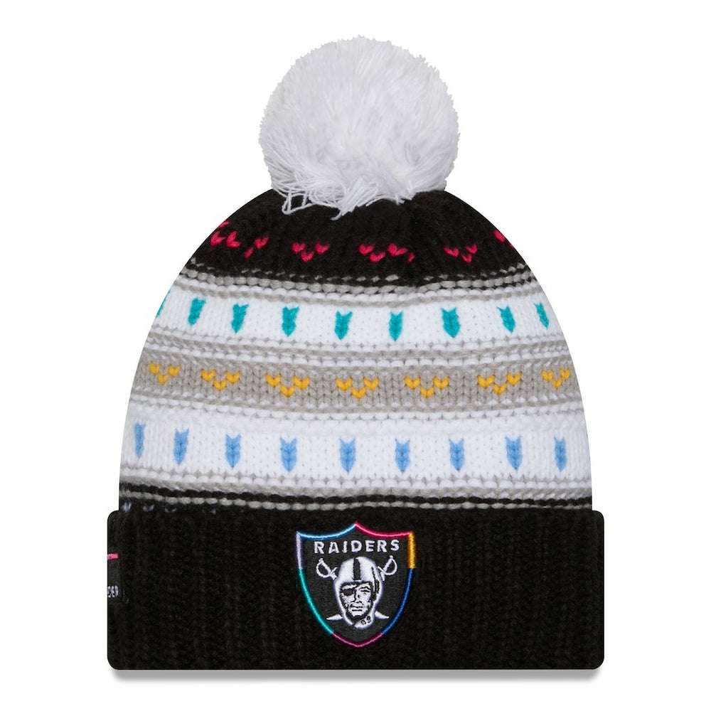 Las Vegas Raiders New Era Women's 2025 NFL Crucial Catch Cuffed Knit Hat with Pom Black | NFL