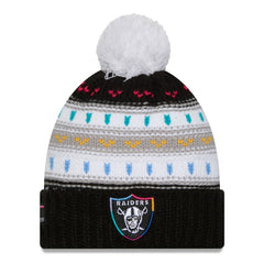 Las Vegas Raiders New Era Women's 2025 NFL Crucial Catch Cuffed Knit Hat with Pom Black | NFL