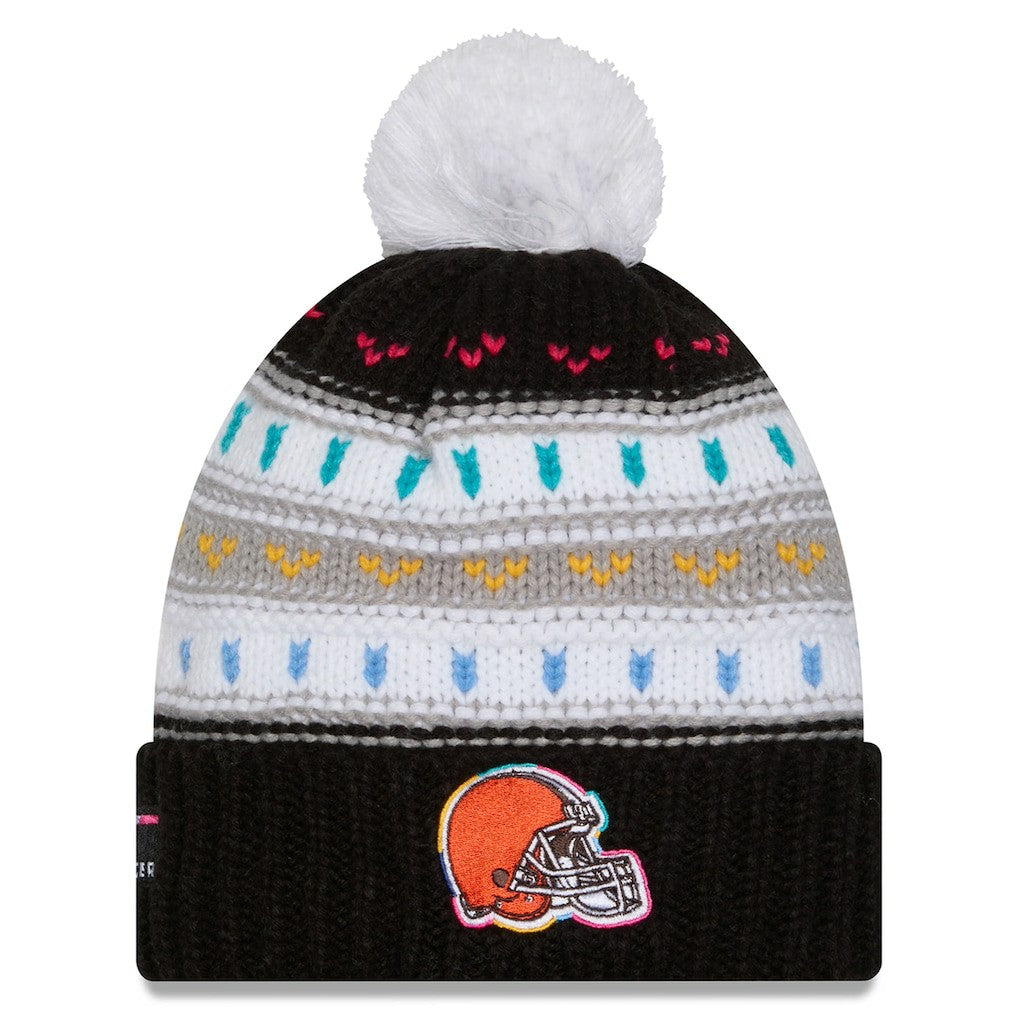Cleveland Browns New Era Women's 2025 NFL Crucial Catch Cuffed Knit Hat with Pom Black | NFL