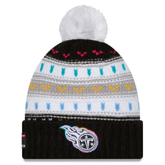 Tennessee Titans New Era Women's 2025 NFL Crucial Catch Cuffed Knit Hat with Pom Black | NFL