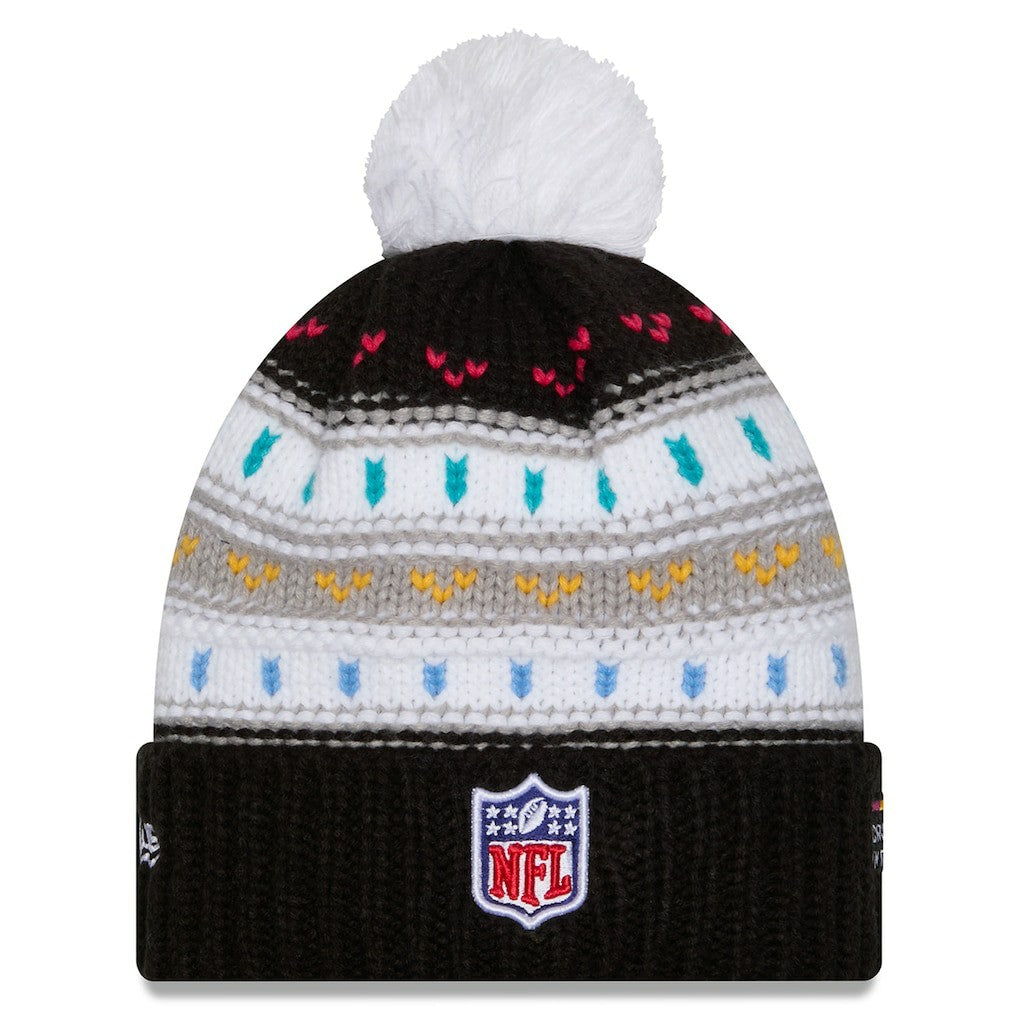 Miami Dolphins New Era Women's 2025 NFL Crucial Catch Cuffed Knit Hat with Pom Black | NFL