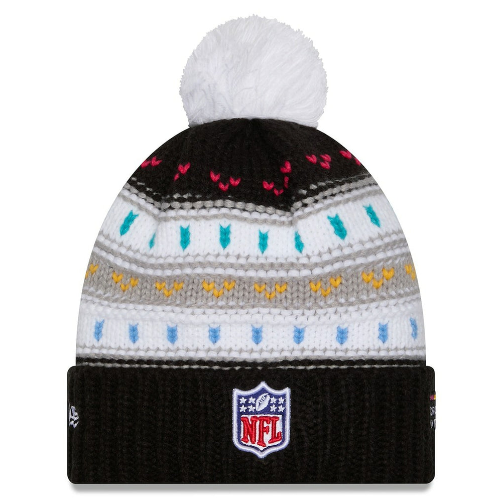 Miami Dolphins New Era Women's 2025 NFL Crucial Catch Cuffed Knit Hat with Pom Black | NFL