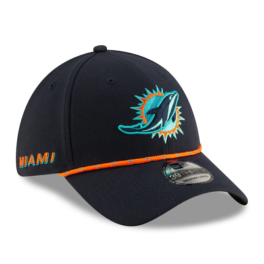 Miami Dolphins New Era 2025 Rivalries Collection Sideline 39THIRTY Flex Hat Pitch Blue | NFL