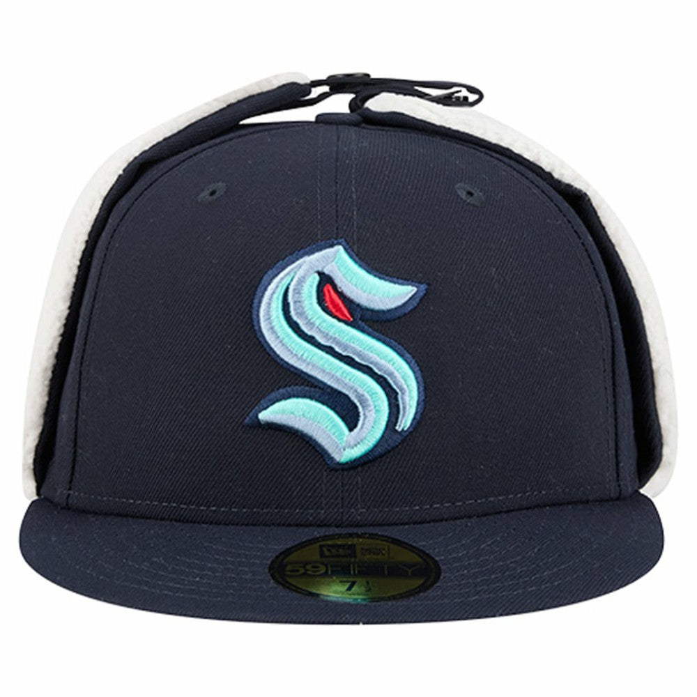 Seattle Kraken New Era Injection Dog Ear Classic Fitted Hat - Deep Sea Blue - NHL