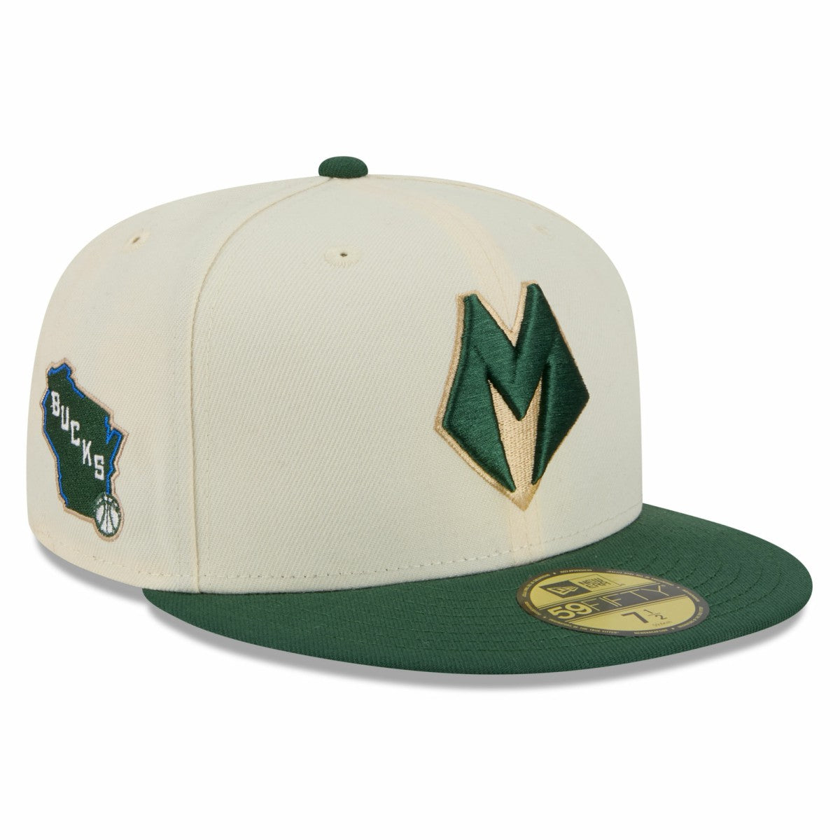 Milwaukee Bucks 2025/26 City Edition 59FIFTY Fitted Hat Cream/Hunter Green - NBA