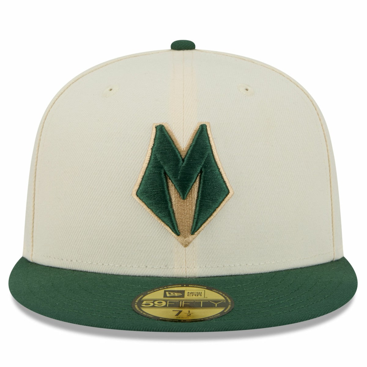 Milwaukee Bucks 2025/26 City Edition 59FIFTY Fitted Hat Cream/Hunter Green - NBA